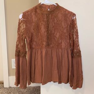 American Eagle Lace Bell Sleeve Top